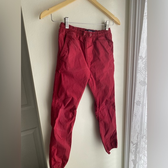 Mini Boden Red Kids Pants Size 9 Boy Pull On Style Pocket Joggers Stretch Waist - Picture 1 of 5